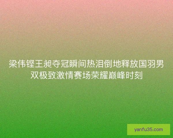 梁伟铿王昶夺冠瞬间热泪倒地释放国羽男双极致激情赛场荣耀巅峰时刻