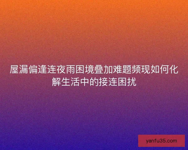 屋漏偏逢连夜雨困境叠加难题频现如何化解生活中的接连困扰